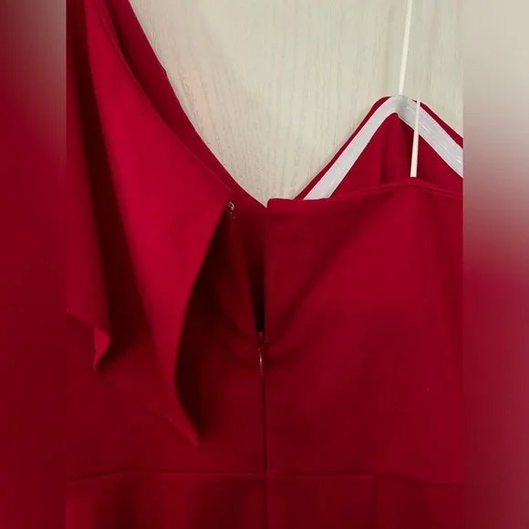 Amanda Uprichard Red Ruffle One Shoulder Mini Dress - Picture 6 of 10